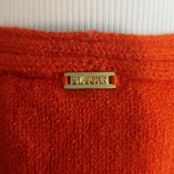 ST. JOHN Orange ribbed knit sleeveless sweater - Picture 3 of 4